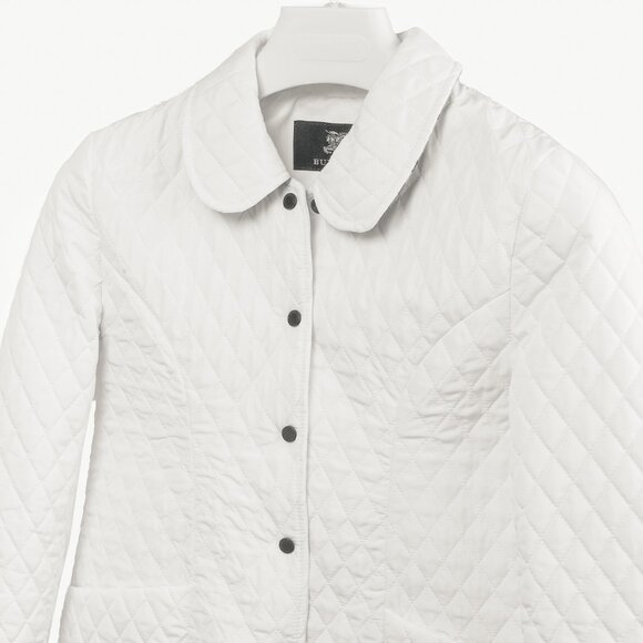 Burberry White Quilted Snap-Closure Peter Pan Collar Jacket - Picture 3 of 12